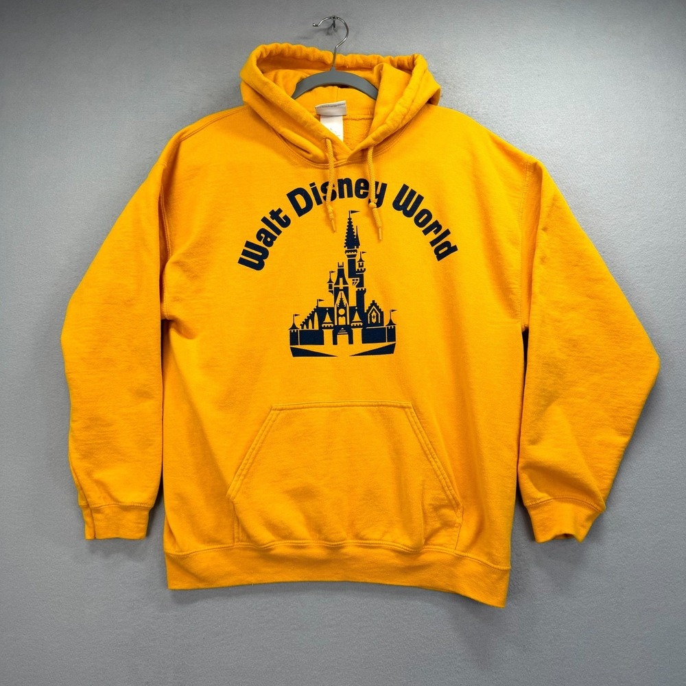 Walt Disney World 50th Anniversary Hoodie Mens Large Yellow Graphic Sweatshirt
